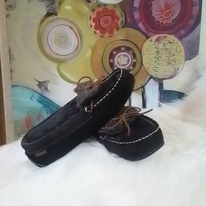 Natural Reflections Fur-Lined Suede Moccasins for Ladies